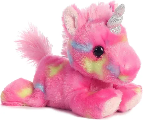 Aurora® Vibrant Bright Fancies™ Jellyroll Unicorn™ - Animal de peluche - Diversión llamativa - Abrazos encantadores - Rosa 8 pulgadas