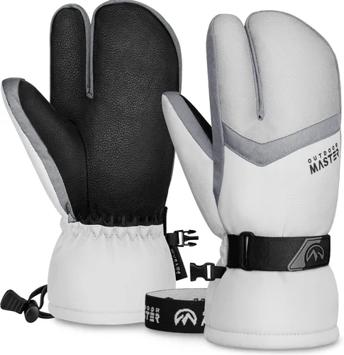 OutdoorMaster Guantes de esquí para hombres y mujeres, guantes de nieve de 3 dedos, guantes de snowboard con pantalla táctil completa, guantes de