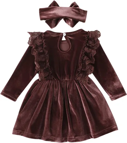 Miniatura 136 de IDOPIP Vestido tutú de terciopelo para niñas pequeñas, vestido de manga larga para princesa, Navidad, cumpleaños, fiesta, boda, vestidos de otoño e