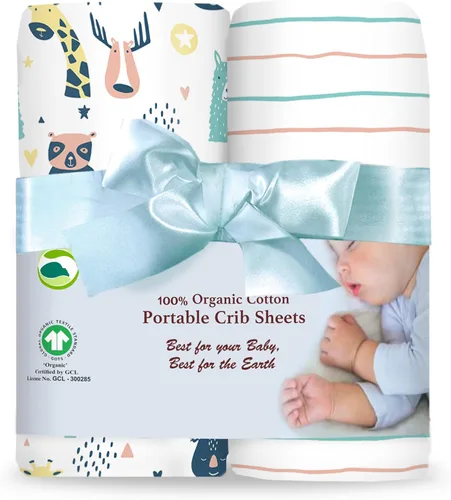 Miniatura 6 de Sábanas bajeras 100% de algodón orgánico perfectamente compatibles con Graco Pack n Play, Babyletto, Pamo Babe, Hiccapop, Dream on Me, Evenflo, Baby