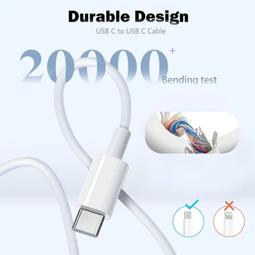 Miniatura 5 de Cargador para iPhone 17 16 15 de carga rápida, paquete de 2 bloques de cargador de pared tipo C con cable USB C a C de carga rápida de 1 metro