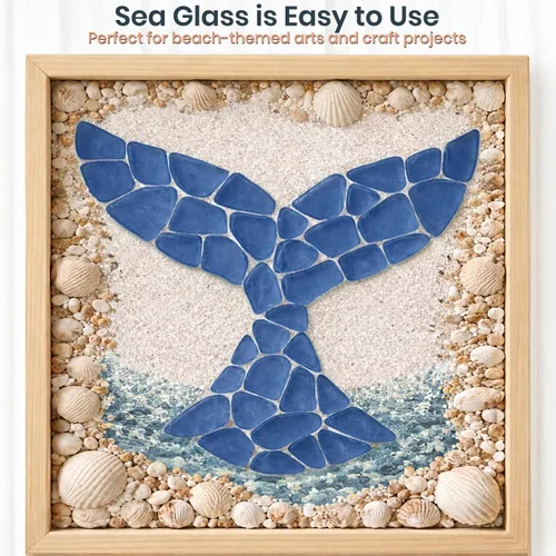 Miniatura 5 de Vidrio de mar para manualidades – Decoración de vidrio marino azul oscuro de 11 onzas, gaviota pulida, vidrio de playa para manualidades, vidrio
