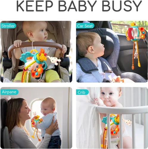 Miniatura 6 de Juguetes Montessori de viaje para niños pequeños, juguetes Montessori para bebés de 6 a 12 meses, juguetes sensoriales para asiento de automóvil