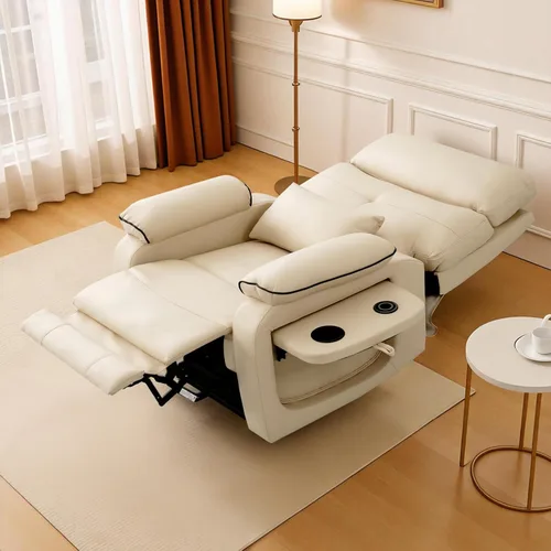 Miniatura 9 de Silla reclinable de doble motor para adultos y ancianos, silla elevadora plana de posición infinita con calor y masaje, soporte para tazas, almohada