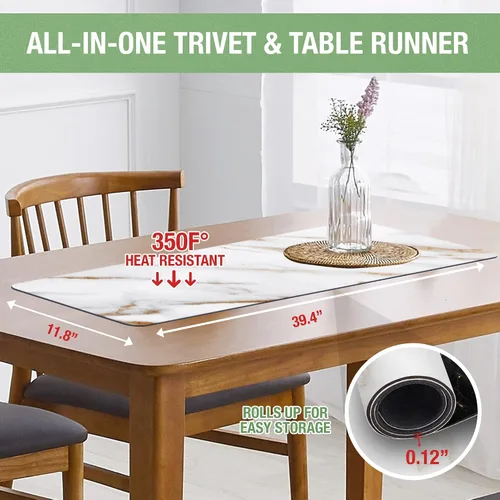 Miniatura 8 de RIMONA'S Camino de mesa resistente al calor, impermeable, protector de mesa, salvamanteles a prueba de calor 350F para platos calientes y ollas