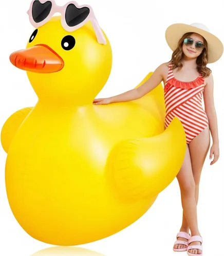 Miniatura 7 de Hungdao 2 piezas de pato inflable gigante de 5 pies, enorme pato de goma, flotador inflable grande para piscina para adultos, verano, playa, Bonito