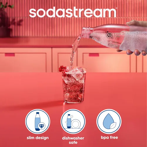 Miniatura 5 de SodaStream 1L Paquete doble de botellas delgadas aptas para lavavajillas (blanco)