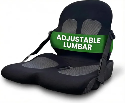 Ajuste lumbar en cualquier asiento | Desarrollado por un médico | Cojín de asiento para silla de oficina, automóvil, conductor de camión, gradas |
