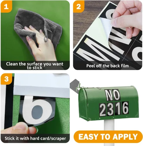 Miniatura 7 de Seloom 118 piezas de calcomanías reflectantes de números y letras para buzón, calcomanías de vinilo autoadhesivas de números y letras, calcomanías