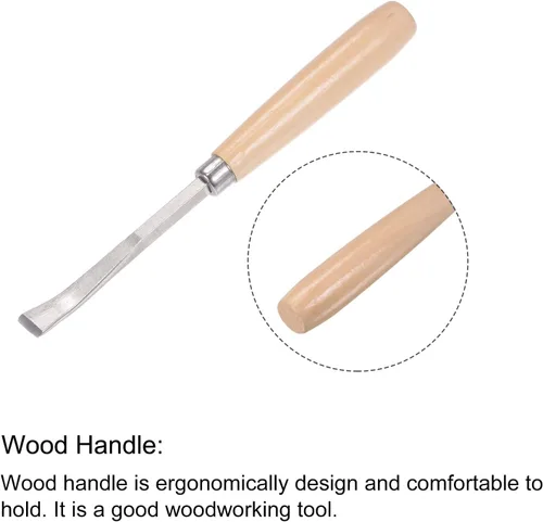 Miniatura 4 de uxcell Cuchillo para tallar cinceles de madera, 0.394 in cromado 45 # acero al carbono curvada punta recta herramienta de mano para carpintería