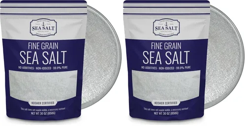 Miniatura 11 de Sal de mar de grano fino para hornear, sal de mesa pura no yodada de Baja de reemplazo, rica en minerales para cocinar, bolsa de 14 onzas
