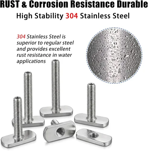 Miniatura 3 de 9001 1/4"-20 Threaded Centered Kayak Knob Nuts Hardware, Kayak Rail Track Screws Track Nuts, Stainless Steel Kayak Screws, Outdoor Parts Tool Rails