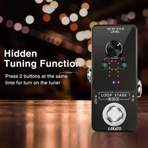 Miniatura 6 de LEKATO Looper - Pedal de guitarra, pedal afinador de bucle, 9 bucles, 40 minutos, tiempo de grabación, sobrecargas ilimitadas para guitarra