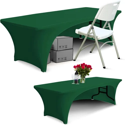 Miniatura 19 de ABCCANOPY - Mantel elástico de 1,2 m para mesa, ajustado, con parte trasera abierta, lavable, salvamanteles para mesas rectangulares, color negro