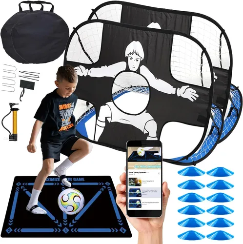 Miniatura 8 de Portería de fútbol para patio trasero, portería de fútbol desplegable de 4 x 3 pies, práctica para jóvenes, equipo de fútbol opcional con portería