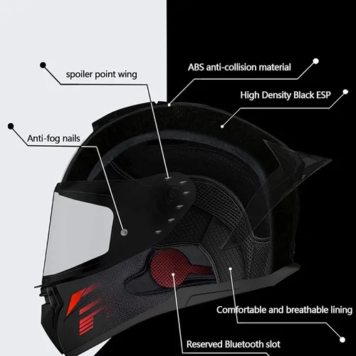 Miniatura 2 de RUANLOV Casco de motocicleta de cara completa, casco de motocicleta frontal abatible, casco integrado aprobado por DOT/ECE, casco abatible de cara