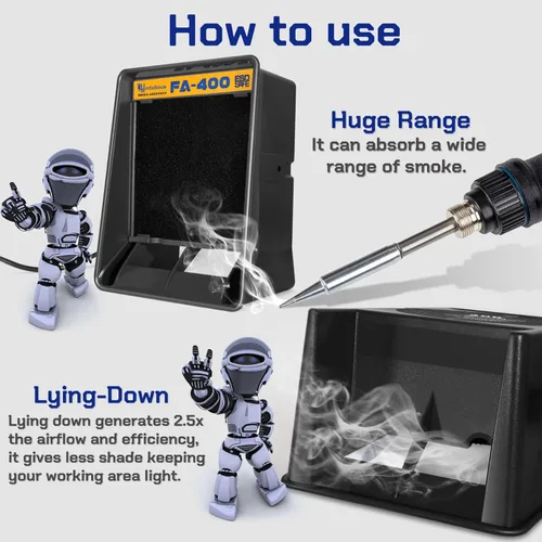 Miniatura 3 de Antidious Extractor de humos Filtro portátil para soldadura anti-ESD, para soldar, equipo de extracción de ventiladores de bricolaje con carbón