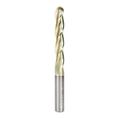 Miniatura 8 de Amana Tool Brocas de enrutador CNC en espiral para talla 2D/3D, recubierto de ZrN, 46286, punta de bola de ángulo cónico de 3.6 grados 1/8 D x 1/16