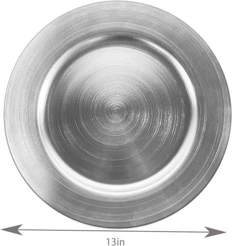 Miniatura 2 de Platos Base Plateados, Juego de 6 Platos Base para Servir para Mesa de Comedor, Boda, Eventos - 13 Pulgadas plateado (Round-Silver)
