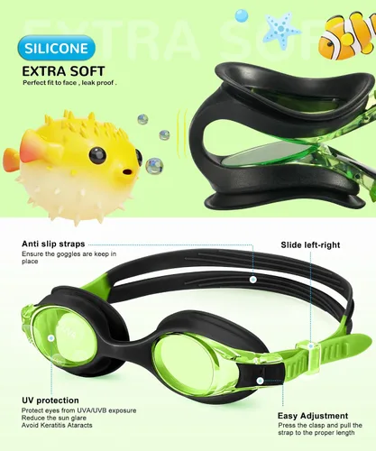 Miniatura 4 de NSSIW Gafas de natación para niños, gafas de natación para niños: gafas de piscina antivaho sin fugas, paquete de 2 unidades de 3 a 16 años