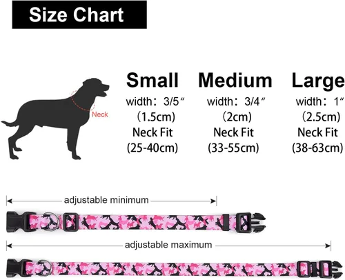 Miniatura 4 de Collar ajustable para perros con patrones, collar de nailon ultra cómodo y suave transpirable para mascotas para perros pequeños, medianos y grandes