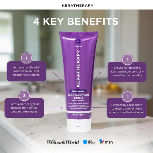 Miniatura 5 de KERATHERAPY Crema suavizante diaria, 6.8 onzas líquidas, 6.8 fl oz, crema suavizante con infusión de queratina para golpes con colágeno, aceite