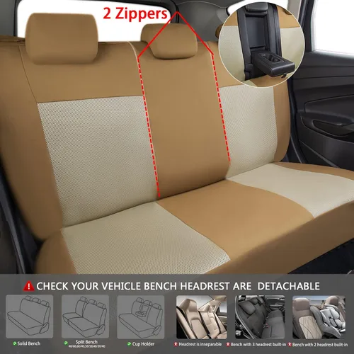 Miniatura 4 de CAR PASS Juego de fundas de asiento completas, Funda de asiento de malla de aire 3D con esponja compuesta de 5 mm en el interior, compatible