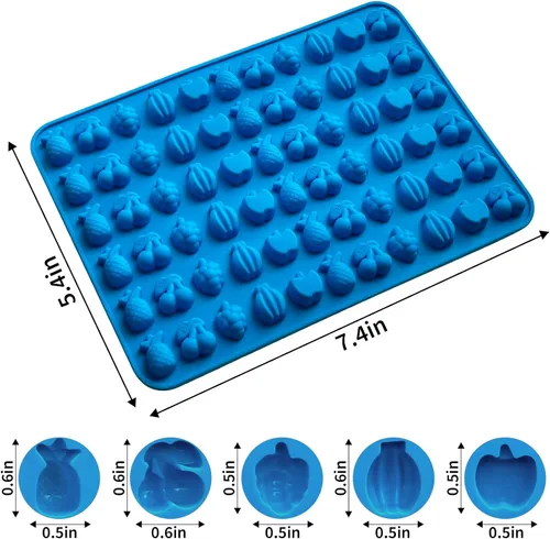 Miniatura 3 de Sidosir 4 piezas de moldes de gomitas de fruta gomosas, moldes de gomitas de caramelo de silicona antiadherentes con 2 cuentagotas