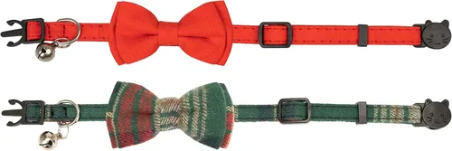 Miniatura 8 de Collar para Gato Mascota Separable con Campana y Moño Desmontable Ajustable Seguridad para Gatito Cachorro Niña Niño 2 piezas Navidad-A