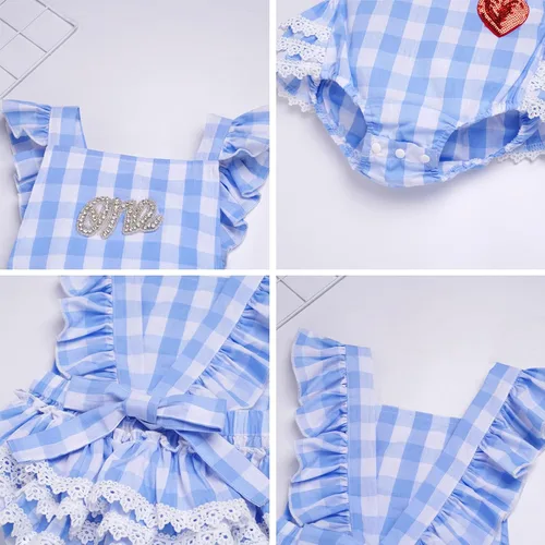 Miniatura 12 de IMEKIS Conjunto de ropa para bebé niña de primer cumpleaños con diadema de verano para sesión de fotos