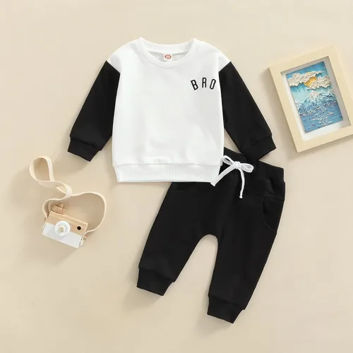 Miniatura 162 de Ropa de bebé niño 3 6 9 12 18 24M 3T Conjunto de pantalones con capucha patchwork sudadera con capucha pantalones de rayas traje de otoño invierno