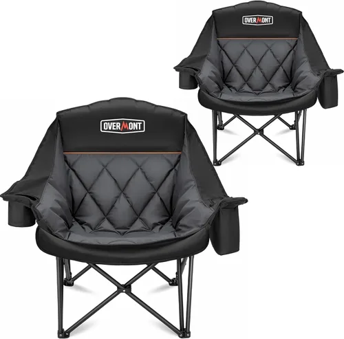 Miniatura 12 de Overmont Silla de camping XL extragrande para adultos - Soporte de 204 kg, silla plegable acolchada de alta resistencia con bolsillo lateral, Azul