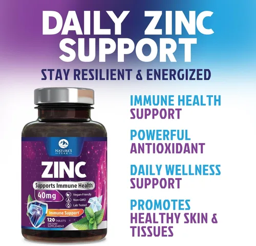 Miniatura 5 de Suplementos de zinc de 40 mg – 40 mg de zinc es el límite diario superior seguro de los NIH para mujeres y hombres – El mejor suplemento de zinc