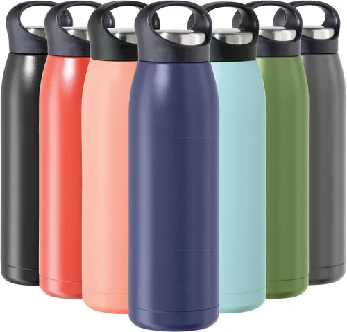 Miniatura 20 de OGGI Freestyle - Botella de agua aislada de acero inoxidable, doble pared aislada al vacío, termo de viaje, 23 onzas (23.0 fl oz), color negro