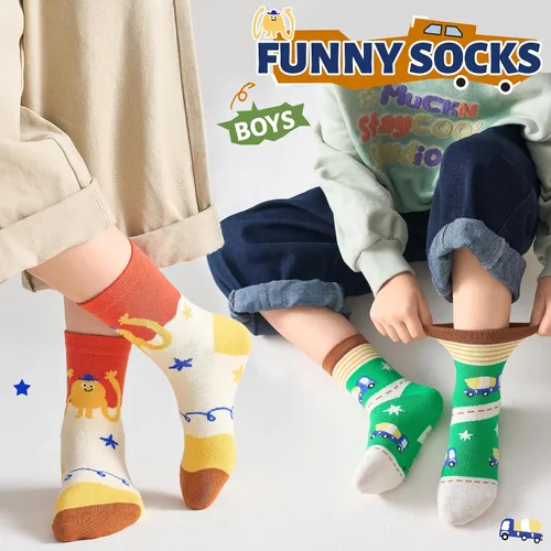 Miniatura 6 de Eocom Calcetines para bebés y niños pequeños, divertidos calcetines de algodón transpirable para regalo, 10 pares