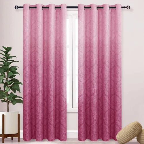 Miniatura 55 de DWCN - Cortinas blackout para dormitorio, diseño de damasco con aislamiento térmico y ojales, para sala de estar, juego de 2 paneles de cortina Gris