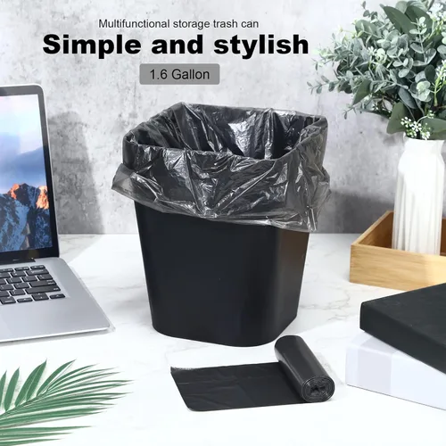 Miniatura 6 de Eccliy Paquete de 6 botes de basura de plástico de 1.6 galones pequeños para baño, con 3 rollos de bolsas para dormitorio, hogar, oficina, sala