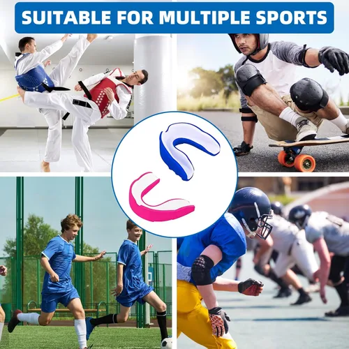 Miniatura 4 de Paquete de 2 protectores bucales deportivos para niños y jóvenes, protección bucal atlética con funda (sin BPA) para boxeo, fútbol, hockey, karate