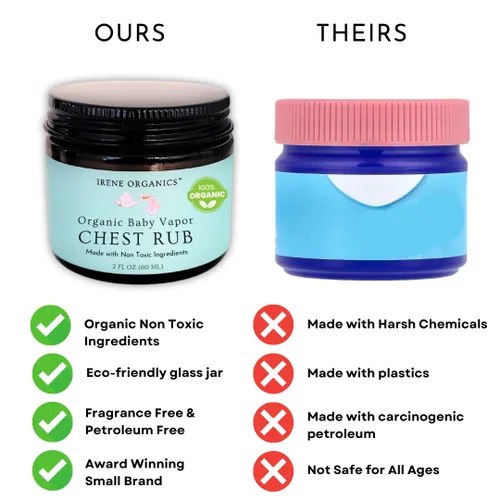 Miniatura 8 de Irene Organics Exfoliante orgánico para el pecho de vapor para bebés, hecho con ingredientes no tóxicos, bálsamo orgánico para aliviar la tos