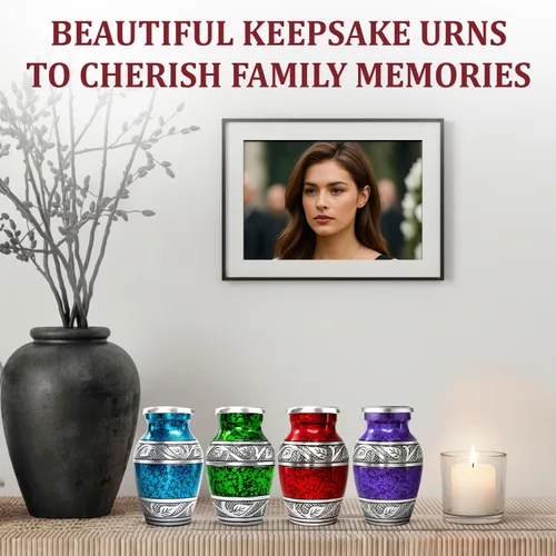 Miniatura 5 de Mini urnas para cenizas humanas, juego de 4 urnas de recuerdo para hombres y mujeres, elegantes urnas pequeñas conmemorativas para cenizas