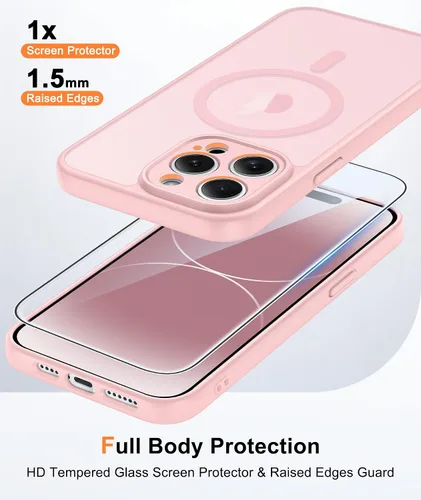 Miniatura 330 de FNTCASE Funda para iPhone 17 Pro: Fundas delgadas translúcidas de color azul claro compatibles con MagSafe, protección completa de la cámara