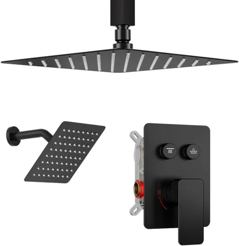 Miniatura 14 de Shower Faucet Set Brushed Nickel Shower System, Dual Head Shower Set STARBATH 12'' Ceiling Mount and 6''Wall Mount Rainfall Shower Systems with