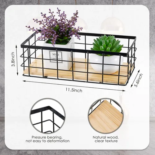 Miniatura 2 de Funrous 2 Piezas Cesta de Alambre Pequeña de Metal para Colgar en la Pared Cesta de Alambre para Colgar Organizador de Almacenamiento Pequeño