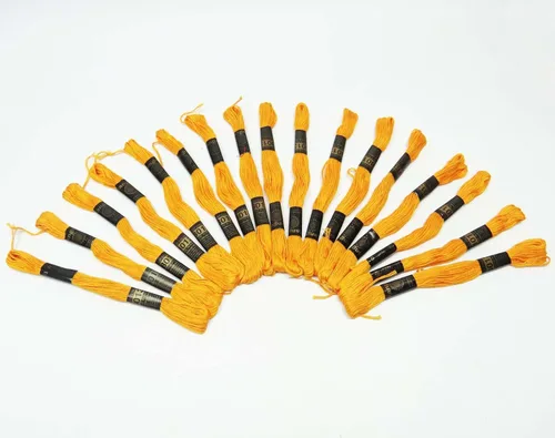 Miniatura 5 de 25 piezas de hilo de algodón amarillo costura madeja bordado cruz costura