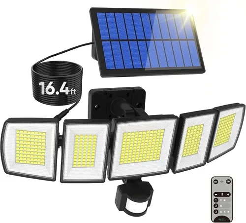 Miniatura 12 de MDCMDCM Luces solares de movimiento para exteriores, con cable de 16.4 pies, luces LED de seguridad de 3000 lm para exteriores del atardecer al