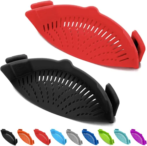 Miniatura 11 de 2 piezas de colador con clip, colador para ollas para pasta, carne, verduras y frutas, coladores de silicona - Se ajusta a todas las ollas y cuencos.