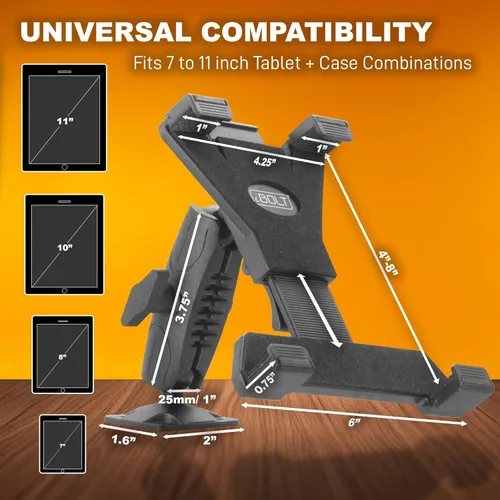 Miniatura 2 de iBOLT TabDock Bizmount AMPs - Soporte para tablet con base de taladro resistente para todas las tabletas de 7 a 10 pulgadas, ideal para vehículos