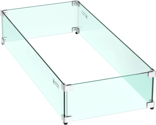 Miniatura 11 de Skyflame Protector de viento rectangular de vidrio para fogatas de 24 x 12 pulgadas, reemplazo para exterior