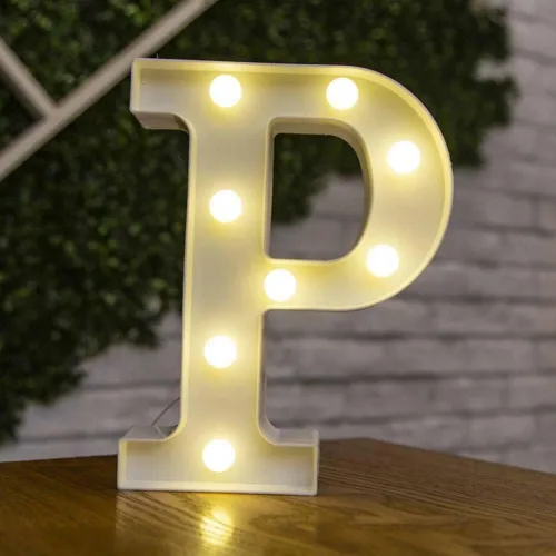 Miniatura 14 de anso Letras LED del alfabeto con números iluminados, letras de plástico blanco, decoración de pie de la A a la Z 0 ~ 9 (rosa corazón)