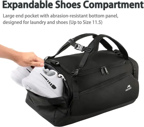 Miniatura 4 de MATEIN Bolsa de gimnasio para hombres mochila de gimnasio grande de 45 L bolsa de lona deportiva con compartimento para zapatos mochila de viaje